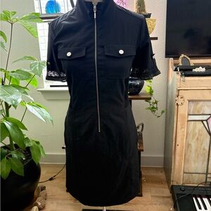 Zenergy by Chicos Blk Military style dress GUC Stretch fabriC SZ 0